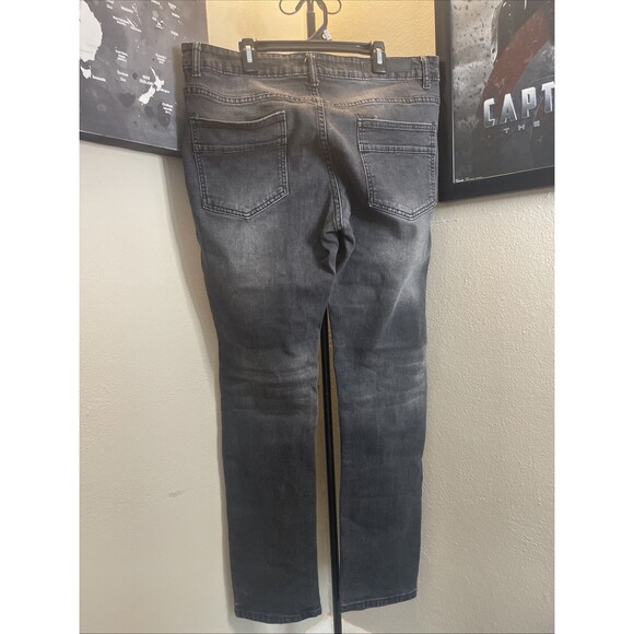 M.Society Jeans Men's 36x30 Black Light Wash Skinny Fit Stretch Denim - Picture 5 of 9